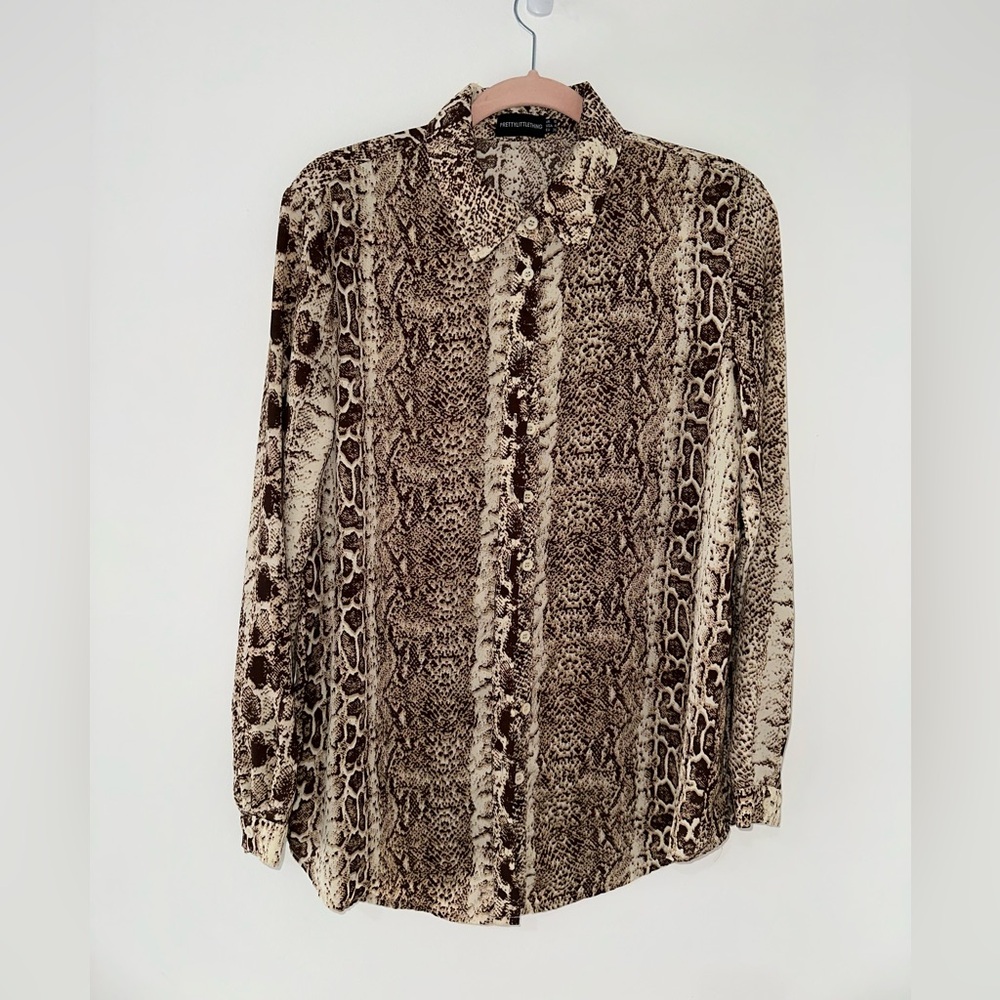 PrettyLittleThing Brown Snake Pattern Shirt